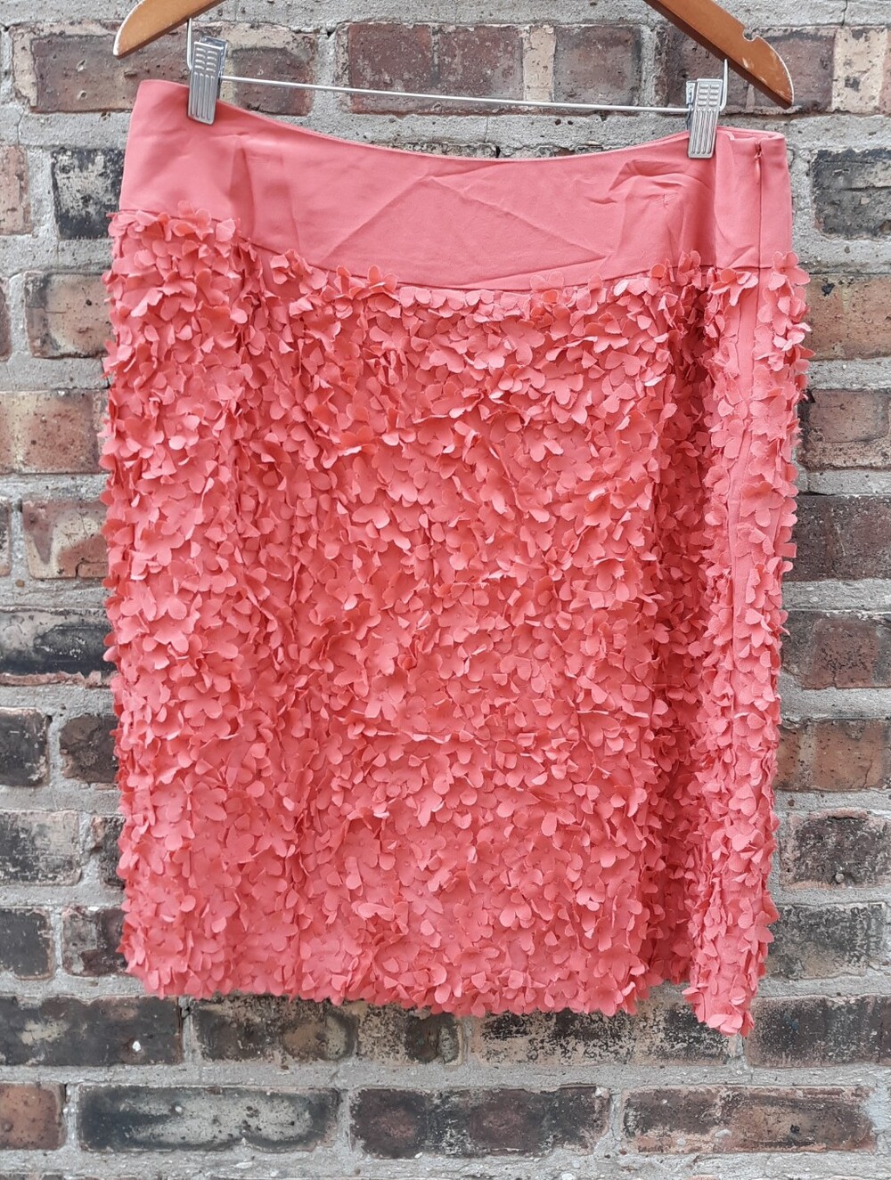 Talbots Vintage NWT 100% Silk Coral 3D Floral Petal Skirt Size 12 Statement